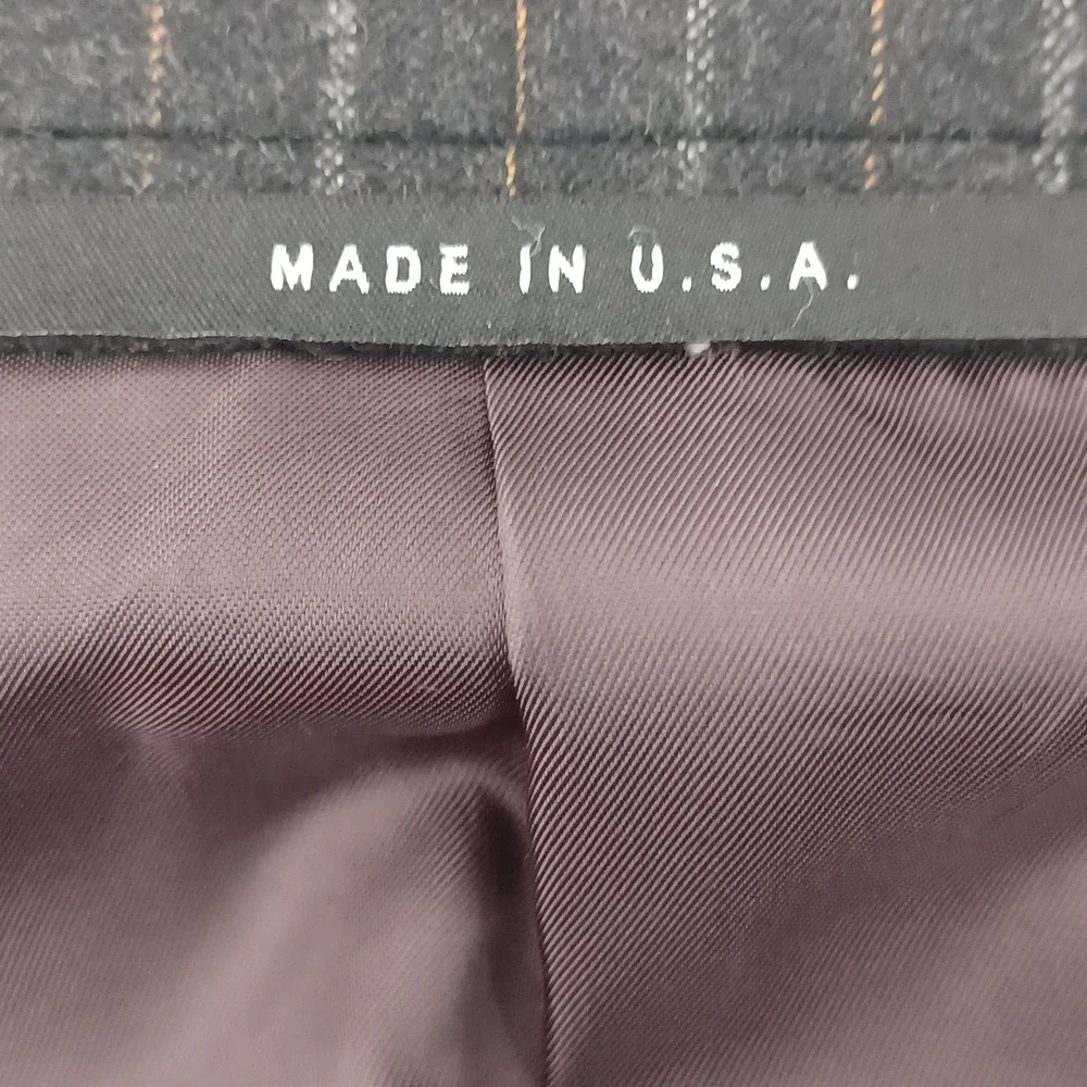 Hickey Freeman Madison Suit Mens 44L Charcoal Grey Pinstripe Worsted Wool‎ 3-Btn